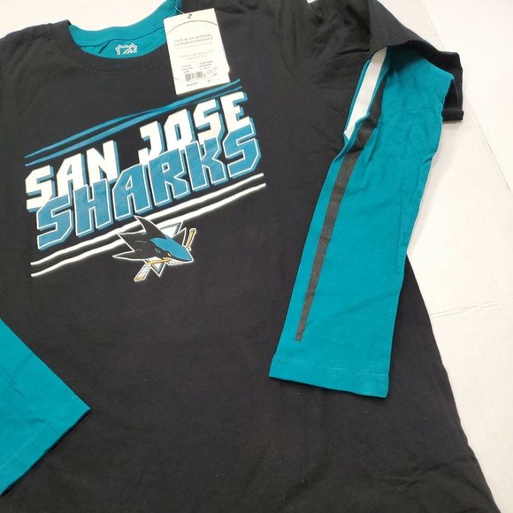 NWT San Jose Sharks Hockey NHL Long Sleeve Shirt Youth Large 14/16 New With Tags - Picture 4 of 7